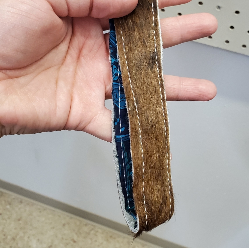 Wild rag with authentic hair on hide wristlet